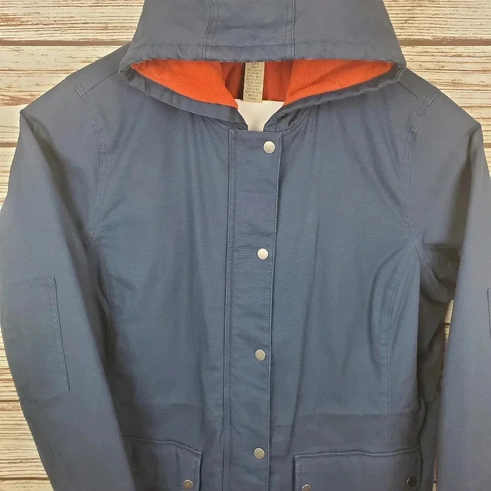 Duluth Womens XXL Navy Blue Fleece Lined Canvas Thick Chore Field Hooded Coat - Picture 3 of 15